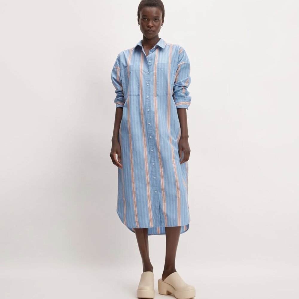 Everlane THE MIDI COTTON SHIRT DRESS | PARISIAN BLUE / BLACK / RUSTED RED / BONE